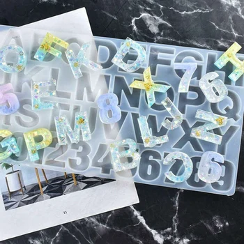 56Pcs Alfabet Bogstav Nummer Silikone og Epoxy Harpiks Formen for at Gøre Nøglering Halskæde Smykker og Vedhæng DIY Håndværk