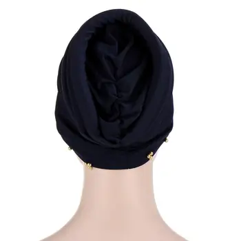 Muslimske strække turban hætte til kvinder panden på tværs af indre hijab bonnet arabiske wrap hoved hijab underscarf caps perlebesat turbante