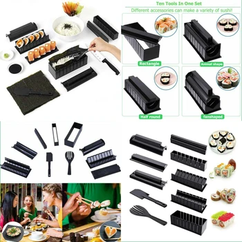 10stk Sushi Gør Kit Sushi Skimmel Deluxe-Udgave med Komplet Sushi Sæt DIY Hjem Sushi Værktøj