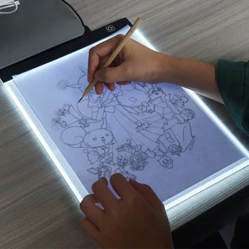 LED Tændte tegnebrættet malerlærred A4 Tabel Tablet Lys Pad Skitse Bog Blankt Lærred Akryl Akvarel Maling Gave