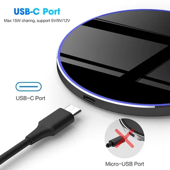 DCAE 15W Qi Trådløse Oplader, USB-C for Samsung S20 S10 Note 10 IPhone-SE 2 11 XS-XR-X 8 Airpods Pro Induktion Hurtig Opladning Pad