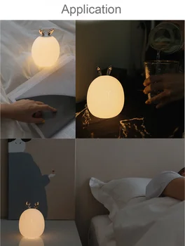 Deer Kanin LED Nat Lys Silikone Dyr Tegnefilm Dæmpbar Lampe USB-Genopladelige For Børn Baby Gave Sengen Soveværelse