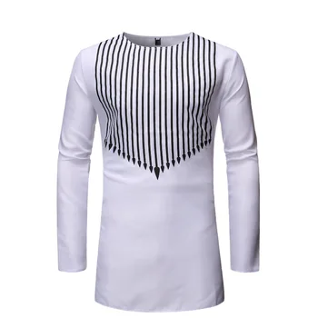 Hvid Stribet Afrikanske Dashiki Print Top Bukser Sæt 2 Stykker Tøj Sæt 2020 Helt Nye Mænd Afrikanske Tøj Streetwear Afrikanske Passer Til