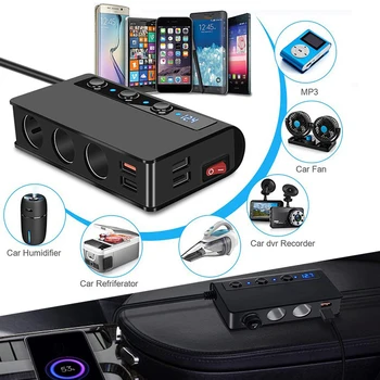Bilens Cigarettænder Bil Oplader 180W Dual USB 4.8 EN Hurtig Opladning-Adapter 3 Punkt Cigaret Munden 4 USB-Stik Fire USB-Stik