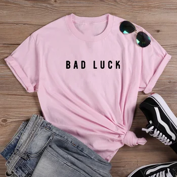 Bad Luck Sjove T-Shirt til Kvinder Sommer O-hals, Korte Ærmer Camiseta Mujer Casual Skjorte Bomuld Kvinder, Løs t-Shirt Femme Top