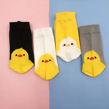 4 par meget pack Kvinder Sokker Duck Nye Japenese koreansk Stil Mønster Kunst Kawaii Søde Harajuku Glade Farverige Kort Bomuld Sokker