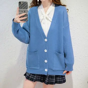 College Stil Sweater Foråret Efteråret Kvinder Japan Preppy Stil Strik med Lange Ærmer V-Hals Bløde Pige Cardigan JK Uniform