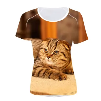 Scottish Fold Kat Udskrivning Kvinder T-shirt Afslappet Kvinde Sommeren Korte T-Shirt Til Piger Feminin Casual Slim-Shirts
