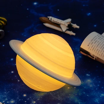 2019 NYE Dropship Genopladelige 3D-Print Saturn Lampe Som Moon Lamp Nat Lys For Månens lys med 2Colors 16Colors Eksterne Gaver