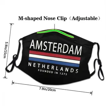 Genanvendelige Mænd Kvinder Hollandske Flag Munden Ansigtsmaske Amsterdam Historie Anti Haze Støvtæt Beskyttelse Cover Respirator Dæmpe
