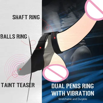 Silicone Vibrating Ring-Penis Vibrator Massager Dual Forsinke Ejakulation Bullet Vibrator Erektion Cock Ring Lås Sex Legetøj til Mænd