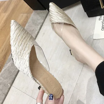 LIHUAMAO Muldyr sko kvinder killing hæl dias slip på loafers sexet spids tå bryllup stilet hæl komfortable sko sko