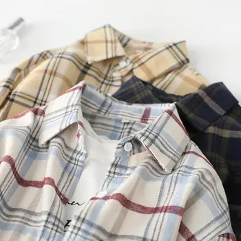 Deeptown koreansk Stil Ind Shirt Kvinder Varm Vinter Toppe for Kvinder Shirts med Lange Ærmer Mode Casual Bluser Løs Knappen Top