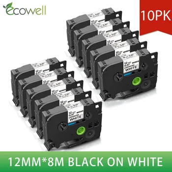 Ecowell 12mm Sort på Hvid TZe-231 TZe 231 Etiket, Bånd-Kompatible Brother p touch PT200 1000 D210 H110 E110 Label Printer