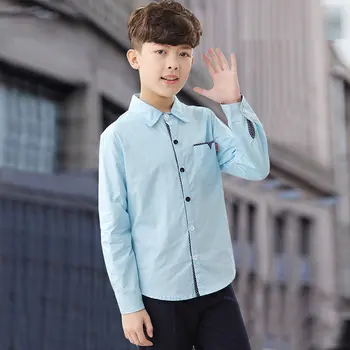 Nye Mode, Teenage-Shirts til Drenge med Lange Ærmer Bomuld Bluse Børn Drenge Shirts med Knapper til Børn, Tøj, Skole, Tøj