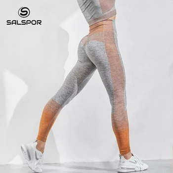 SALSPOR Kvinder Strik Leggings Sexet Push Up Høj Talje Bukser Fitnesscenter Activewear Problemfri Leggins Mujer Træning Femme Jegging