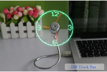 MINI Fleksibel LED Ur USB-Fan Ur Gadgets Kontor, Skrivebord Køling Temperatur Justerbar Skærm, Loftvifte for PC Laptop, Desktop Gaver