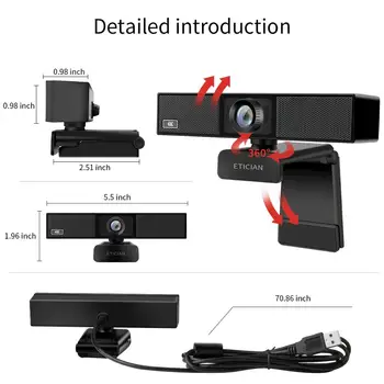 Ultra HD 4K-Webcam med Mikrofon 8MP 1080P USB-Web-Kamera Cam for Mac Bærbar, Desktop Computer, Konference-Streaming TV Android