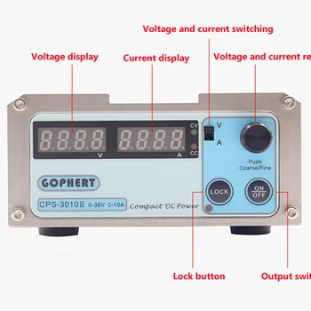 CPS-3010 II 30V 10A Præcision Digital Justerbar DC Strømforsyning Omstillelig 110V/220V Med OVP/OCP/OTP-DC Strøm