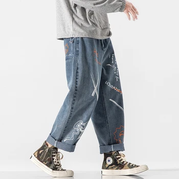 Hip Hop Design Brand Jeans Til Mænd ER Lige 2021 Mode Nødlidende Moto Bike Vintage Jean Plus OverSize