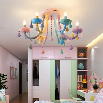 Moderne Macaron Farverige Krystal loftslampe soveværelse lampe børns Fantasi Pige, Prinsesse Loft Lys til belysning i hjemmet