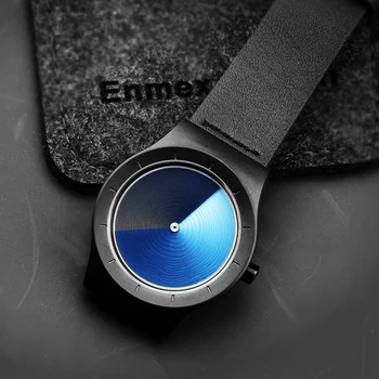 Mænds gave Enmex specielle design armbåndsur kreative rustfrit stål og vortex-mode Gradient farve unge folk quartz ure
