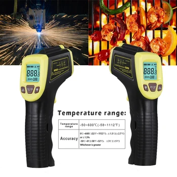 Berøringsfri LCD-IR Infrarød Laser Digital Temperatur Termometer Infrarødt Termometer Baggrundslys Kan Bruges Til Mad