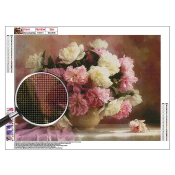 Meian Blomst Pink Peony Diamant Mosaik Home Decor 5D Malerier Rhinestones Fulldrill Diamant Broderi Gaver Cross Stitch kits
