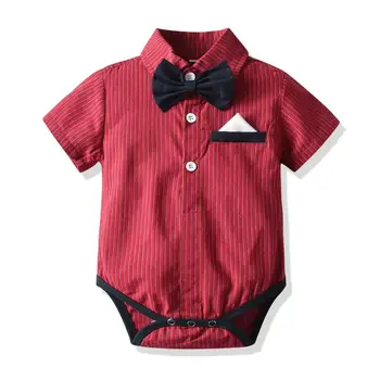 Kid Baby Dreng Sparkedragt Sæt Tøj til Nyfødte Bryllup Kostume Drenge Først Birthday Suit Rød Stribet Sparkedragt lille Barn Herre Tøj