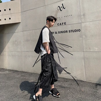 Japansk Kimono, Bukser til Mænd, Kvinder Gothic Black Yukata Mode Lejligheder Samurai Cosplay Kostumer Traditionelle Tøj Streetwear