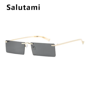 2020 Nye Mode, Lille Torv Uindfattede Solbriller Til Kvinder Vintage Legering Rektangel Sol Briller Mænd Hip Hip Super Light Brillerne