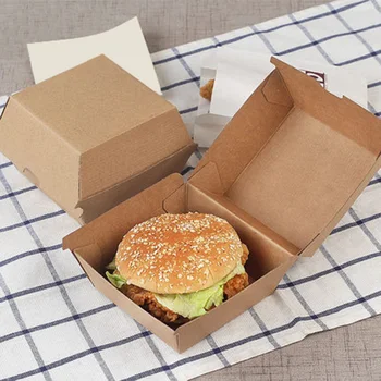 Kraft Hamburger Max fødevaregodkendt Disponibel fastfood Stegt Kylling Bøf Indpakning af Kasser Take-out Mad Kassen Doggy Bag