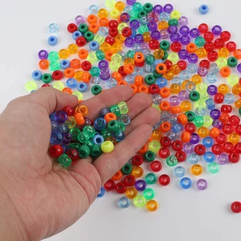 2880 Stort Hul Perler Rainbow Plastik Perler 6 x 9 mm 24 Farver 4 farver Runde Perle Sæt Egnet til gør det selv Smykker