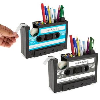 Cassette Tape Dispenser Pen Indehaveren Skrivebord Ryddeligt Container med Selvklæbende Tape