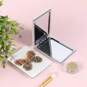 5D DIY Diamant Maleri Spejl Mini Pocket Kvinder Girl Makeup Spejl Butterfly Rhinestone Diamant Broderier Spejle