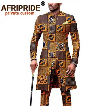 Mænds Jakkesæt Afrikanske Tøj Dashiki Trykt Jakke og Ankara Bukser 2 delt Sæt Kjole, der Passer Ankara Outwear til Bryllup A2016054
