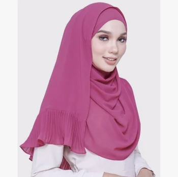 Nye almindeligt tørklæde Patchwork boble chiffon Tørklæde Rynke hijab pearl Tørklæde syning Lyddæmper muslimske tørklæder