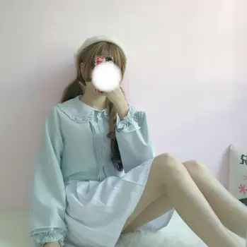 Sweet lolita Japansk shirt kawaii pige lanterne ærme peter pan krave victorianske shirt studerende loli cos gothic lolita top