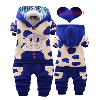 Toddler Drenge Tøj, Efterår og Vinter Børn Plys varmt Tøj Hooded+Bukser 2stk Tøj til Børn Tøj Til Drenge, Tøj Sæt