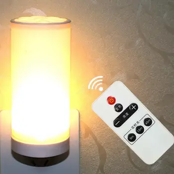 LED-Lys til Rummet Fjernbetjening Nat Lys Timing Soveværelse Die Lampe EU Stik 3 Farver Lille Lampe Socket Væg Lampe til Indendørs Brug