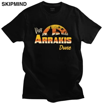Vintage Besøg Arrakis Klit T Shirts Mænd Forud-krympet Bomuld Sci Fi Film Tshirt Sandworm Tees Korte Ærmer Science Fiction-T-shirt