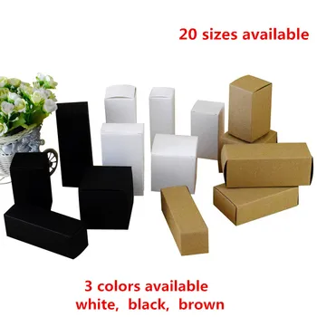 50stk - 20 forskellige størrelser til rådighed, Brun/Hvid/Sort blank Kraftpapir Boks for Kosmetiske ventiler, rør Håndværk Stearinlys Gave Pakning af Kasser