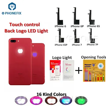 LED Lysende Logo Lys til iPhone 6 6S 7 7 Plus 16 Farver Touch Kontrol-LED Logo Regnbue Lys Med Åbne Værktøjer