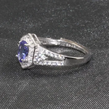 CoLife Tanzanit Smykker Mode Ring for et Engagement 0.5 ct Naturlige Tanzanit Sølv Ring for Kvinde 925 Sølv Tanzanit Smykker