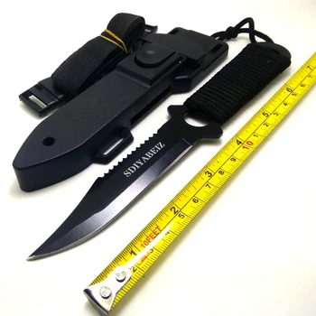 Taktisk Kniv Faldskærmssoldat Leggings Kniv Dykning Jagt Titanium Blade Stål Jagt Fast Kniv,Overlevelse Knive Med ABS Sag