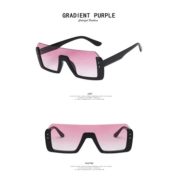 2020 Semi-Uindfattede Square Solbriller Kvinder Vintage Gradient Linse Solbriller Stor Ramme Ris Søm Briller Oculos Feminino UV400