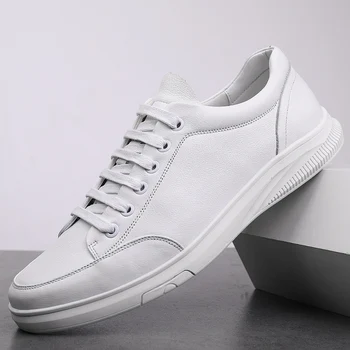 Mænd Sko Britiske Ægte Læder Mode Designer Sneakers forår, Efterår Casual Lejligheder snøre sort Hvid oxfords sko