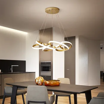 Spisestue lysekrone en enkel, moderne atmosfære guld LED lys luksus undersøgelse lampe kreative personlighed spisestue, spisebord