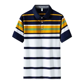 2020 Polo Shirt, Mænds Åndbar Bomuld Stripe Afslappet Daglige kortærmet skjorte Toppe Tee Mænd Tøj camisas polos para hombre