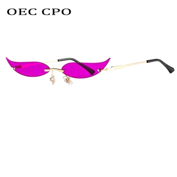 OEC CPO Fashion Black Red Cat eye Solbriller Kvinder Nye Uindfattede solbriller Til Kvinder Tendenser Cool Street Beat Briller O790
